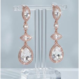 Designer Chandelier Sparkle Drama Statement Crystal Marquis Earrings NWOT 125